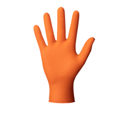 Gants Nitrile orange haute résistance texturés - Boite de 50