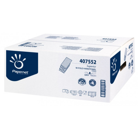 Essuie-mains enchevêtres M ou W 21x32cm ouate blanche 2p DRY TECH - colis de 2000