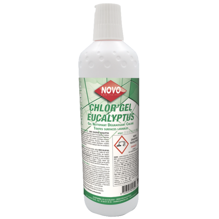 Gel nettoyant dégraissant surfaces sanitaires chloré - flacon 1L