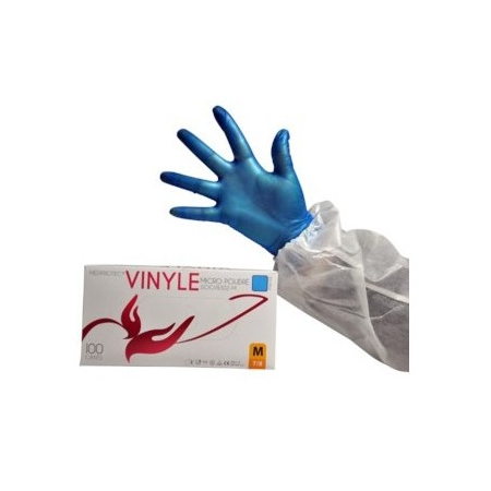 Gants vinyle halvea bleu poudré - boite de 100