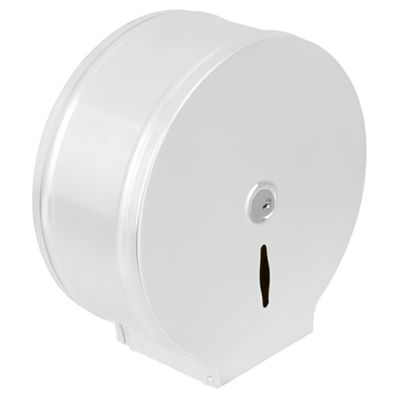 Distributeur papier toilette mini jumbo blanc époxy en acier