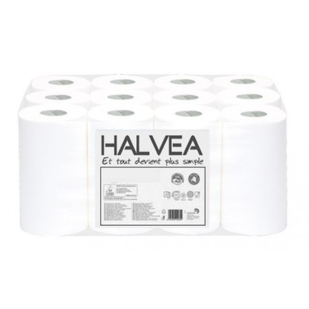 Bobine devidage central mini blanche 2 ep. 200f lisse format 35cm - colis de 12