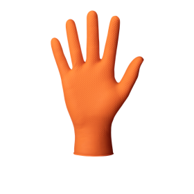 Gants Nitrile orange haute résistance texturés - Boite de 50