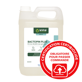 Bactopin plus- détergent désinfectant milieu médical PAE - bidon de 5L