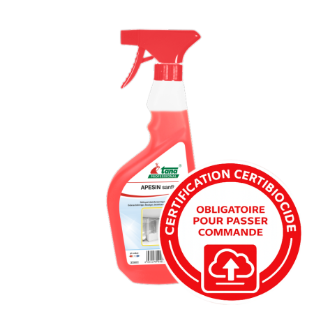 Détartrant désinfectant virucide sanitaires - APESIN SANFIZZ - flacon de 750ml