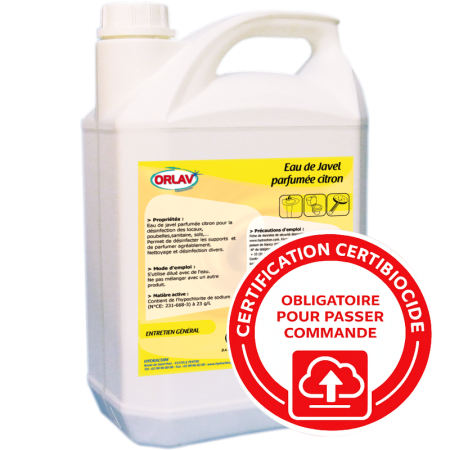 Eau de javel concentrée 2,6% parfumée citron - bidon de 5L